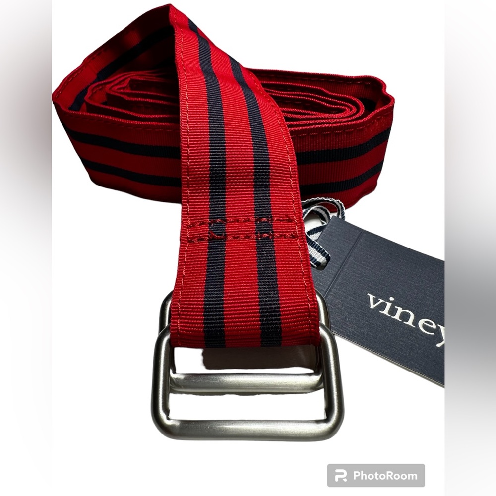 VINEYARD VINES DOUBLE STRIPE D-RING BELT.SZ.XL.NWT